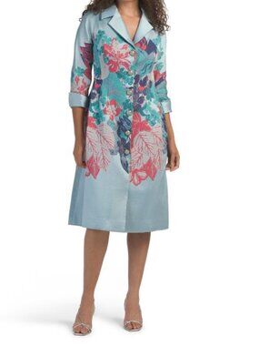 TERI JON Jacquard Floral Placement Coat Dress